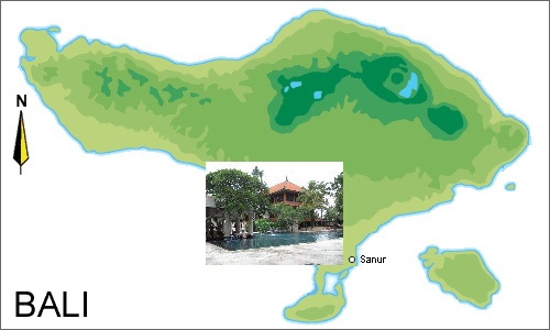 Bali map showing whereabouts for the day