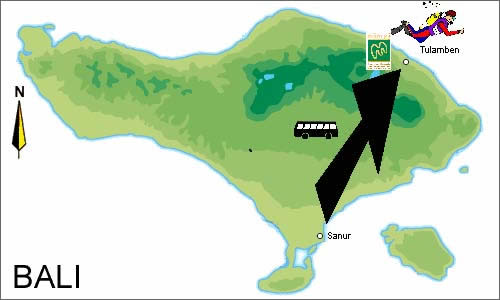 Bali map showing whereabouts for the day