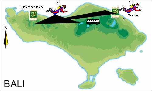 Bali map showing whereabouts for the day