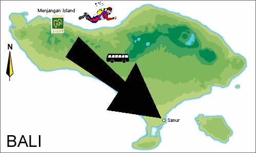 Bali map showing whereabouts for the day
