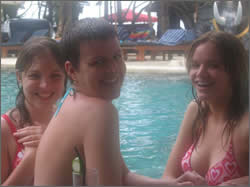 Carol, Cathy and Emma by the pool....