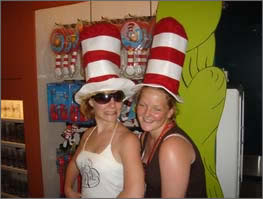 Lolly and Stef with silly hats