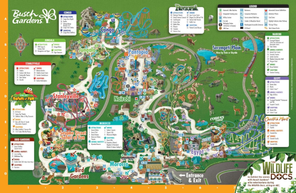 Map of Busch Gardens Theme Park