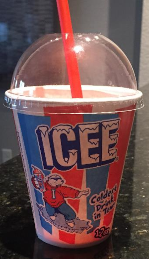 Icee - brain freeze in a treated cardboard cup 