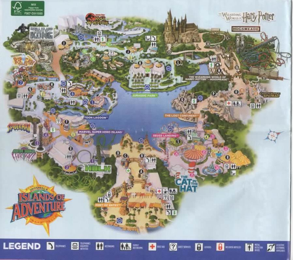 Map Of Universal - Islands of Adventure Theme Park